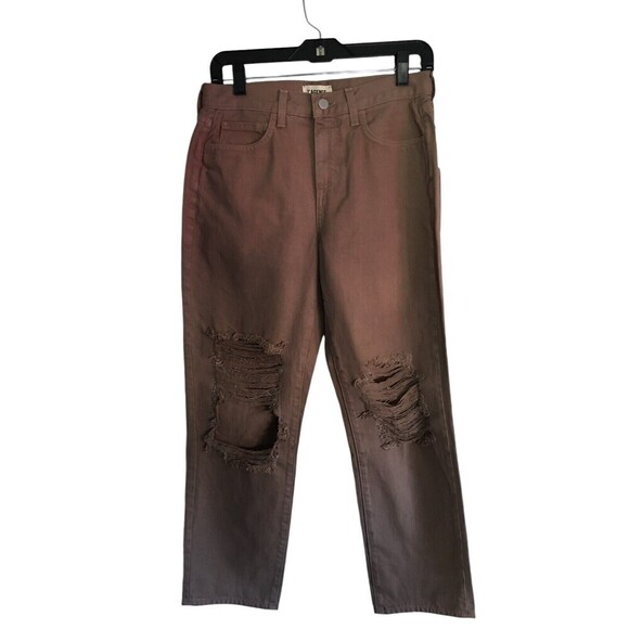 L'agence Jeans Women's Size 25 Brown Toffee Destruct Enya Crop Stovepipe - Picture 1 of 8